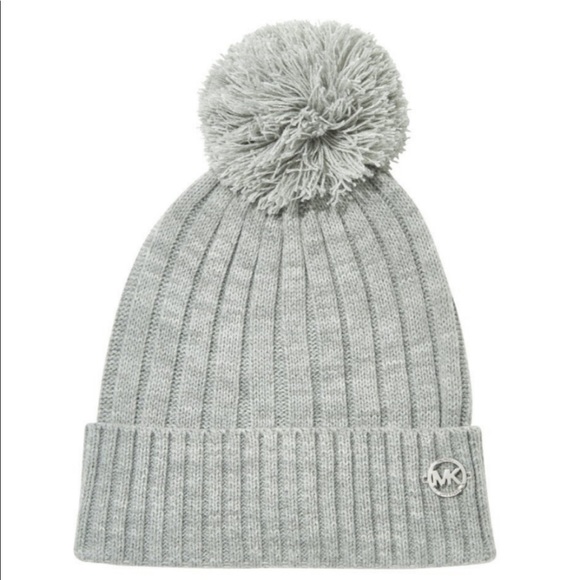 Michael Kors Accessories - NWT Michael Kors Gray Beanie with Pom